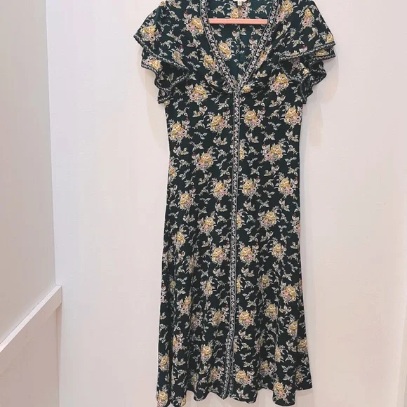 slim fit dress slacks Green Floral Dress | Midi Dress | Green Flower Dress | Ditsy Floral Print